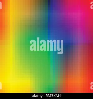Abstract colorful squares Irregular rainbow mosaic tiles background. Trendy spectrum color harmonies template. Gradient effect. Vector illustration Stock Vector