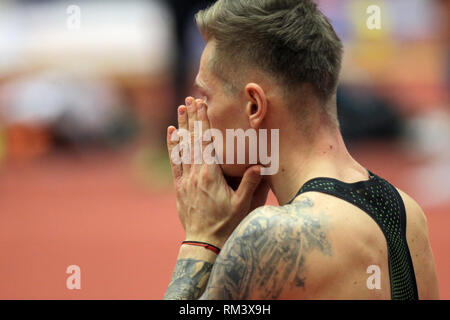 Ostrava, Czech Republic. 12th Feb, 2019. Czech long jumper Radek Juska is seen during the Czech Indoor Gala, EAA indoor athletic meeting in Ostrava, Czech Republic, February 12, 2019. Credit: Petr Sznapka/CTK Photo/Alamy Live News Stock Photo