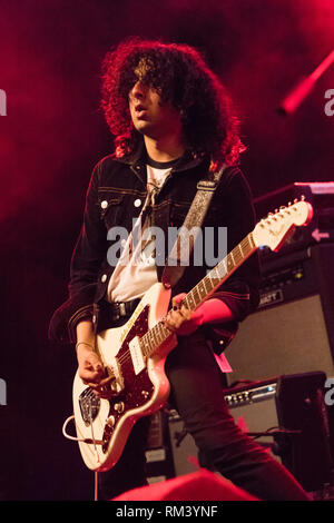 Milan, Italy. 12th Feb, 2019. The English indie rock band BLOXX performs live on stage at Fabrique opening the show of Wombats. Credit: Rodolfo Sassano/Alamy Live News Stock Photo