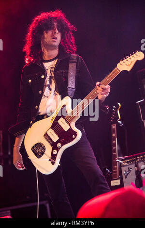 Milan, Italy. 12th Feb, 2019. The English indie rock band BLOXX performs live on stage at Fabrique opening the show of Wombats. Credit: Rodolfo Sassano/Alamy Live News Stock Photo