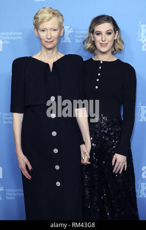 Berlin, Germany. 12th Feb, 2019. Tilda Swinton with daughter Honor Swinton Byrne attending the 'The Souvenir' premiere at the 69th Berlin International Film Festival/Berlinale 2019 at Zoo Palast on February 12, 2019 in Berlin, Germany. | usage worldwide Credit: dpa/Alamy Live News Stock Photo