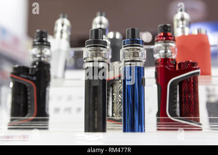 Tokyo, Japan. 13th Feb, 2019. Vape Kits on display during the 87th Tokyo  International Gift Show (TIGS) Spring 2019 in Tokyo Big Sight. Tokyo  International Gift Show brings together 2,539 companies from