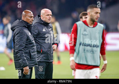 Amsterdam, Netherlands. 13th Feb, 2019. AMSTERDAM, Ajax - Real Madrid, football, Champions League Season 2018/2019, 13-02-2019, Johan Cruijff Arena. Ajax assistant trainer/coach Alfred Schreuder (C) before the game Ajax - Real Madrid. Credit: Pro Shots/Alamy Live News Stock Photo