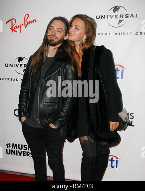 LOS ANGELES, CA - FEBRUARY 10: Jennifer Akerman and Tom Payne attends Universal Music Group's 2019 After Party at The ROW DTLA on February 9, 2019 in Los Angeles, California. Photo: CraSH/imageSPACE Stock Photo