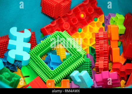 Colourful toy building blocks Stock Photo