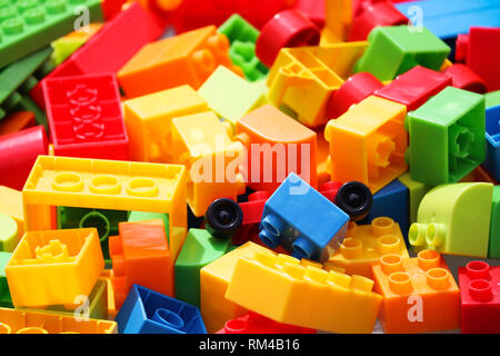 Colourful toy building blocks Stock Photo