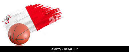 Painted brush stroke in the flag of malta. Basketball banner with classic design isolated on white background with place for your text. Stock Photo