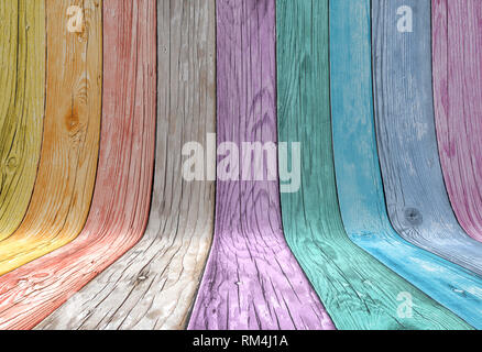colored geometric rainbow wood background Stock Photo