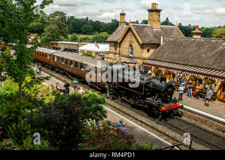 0-6-0 British Rail Tank engine 1501 awaiting departure at Arley Station on the Severn Valley Steam Railway Stock Photo