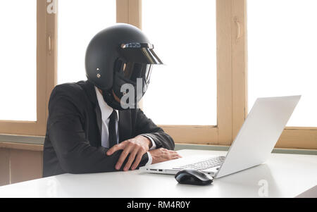 AI Artificial Intelligence Businessman Concept Waiting Laptop System Loading. AI Artificial Intelligence concept. Innovation for IT and technology Stock Photo