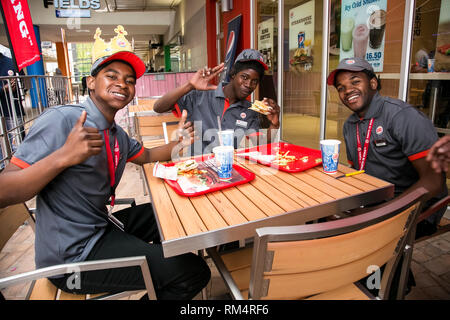 Pretoria, South Africa - June 28 2014: Staff at Burger King Restaurant Opening Day Stock Photo