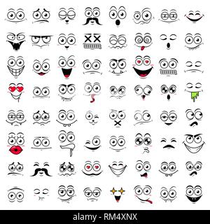 Set of cute happy smiley emotions,vector illustration Stock Vector