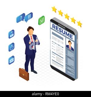 Isometric Employment and Hiring Concept Stock Vector
