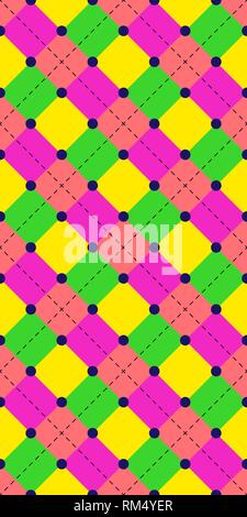 Seamless repeating background of squares and dashed lines Stock Vector