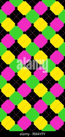 Seamless repeating background of squares and dashed lines Stock Vector