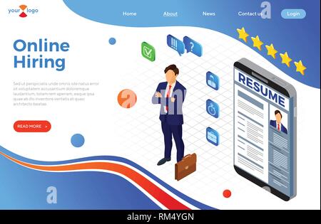 Isometric Employment and Hiring Concept Stock Vector