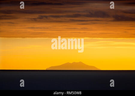 Sunset with Montecristo island from Castiglione della Pescaia, province of Grosseto, Tuscany, Italy, Europe Stock Photo