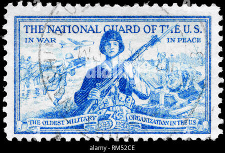 USA - CIRCA 1953: A Stamp printed in USA shows the National Guardsman and Amphibious Landing, circa 1953 Stock Photo