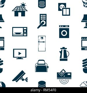Digital vector smart and digital house simple icons, flat style infographics seamless pattern Stock Vector