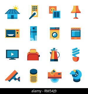 Digital vector wireless smart and digital house simple icons, flat style infographics Stock Vector