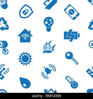 Digital vector smart and digital house simple icons, flat style infographics seamless pattern Stock Vector