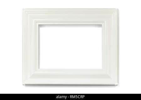 Empty white picture frame on white background Stock Photo