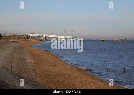 sheerness promenade with the port in the distance on the isle of sheppey kent england Stock Photo