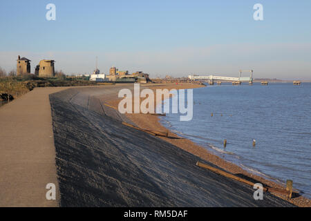 sheerness promenade with the port in the distance on the isle of sheppey kent england Stock Photo