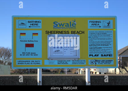 sheerness promenade and beach sign on the isle of sheppey kent england Stock Photo