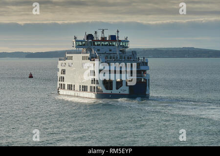The WightLink Car Ferry, St Clare, Enroute From Portsmouth To Fishbourne, Isle Of Wight. UK Stock Photo
