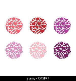 Many small hearts forming abstract shape on white background. Valentine's day  illustration, design. Cute Vector Stock Vector