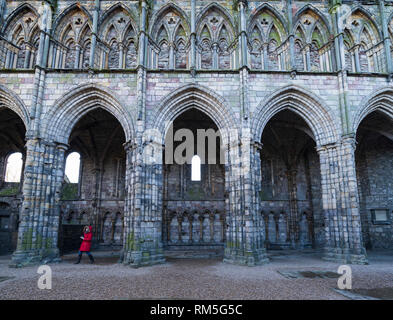 Ruined Holyrood Abbey at Palace of Holyroodhouse in Edinburgh, Scotland, UK Stock Photo