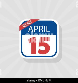 USA Tax Day Warning Icon, April 15th, the Federal Income Tax Deadline Reminder on a Flat Calendar Design. EPS10 Vector Illustration. Stock Vector