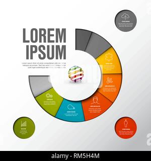 Vector Infographic timeline template made from colorful wheel Stock Vector