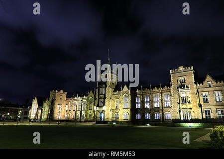 The Lanyon Building, which opened in 1849 and is named after its architect Sir Charles Lanyon, is the centrepiece of the estate. Queen's University Belfast, County Antrim, Northern Ireland. Stock Photo