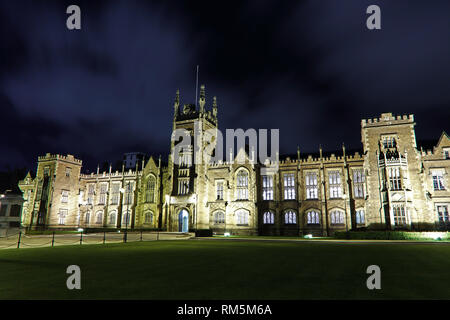 The Lanyon Building, which opened in 1849 and is named after its architect Sir Charles Lanyon, is the centrepiece of the estate. Queen's University Belfast, County Antrim, Northern Ireland. Stock Photo