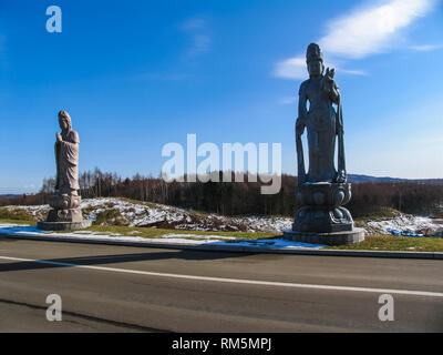 Esashi, Japan - February 24, 2014: A park of sculptures of copies of great sculptures from around the globe. Stock Photo