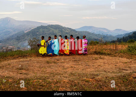 women performing Dhimsa folk dance, Andhra Pradesh, India, Asia Stock Photo