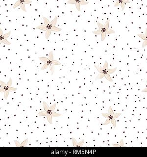 Abstract flowers and flower seeds on a white background. Flower seamless pattern. Stock Vector