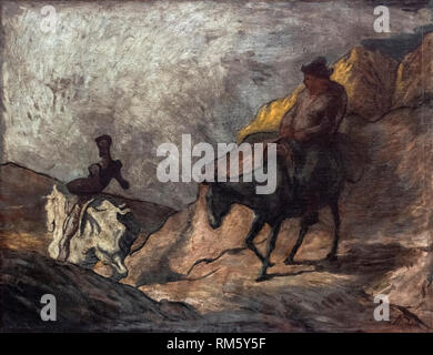 Honoré Daumier (1808-1879), Don Quixote and Sancho Panza, ca. 1866. Don Quichotte und Sancho Pansa.   Alte Nationalgalerie, Berlin. Stock Photo