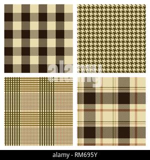 Seamless brown checked patterns Stock Vector