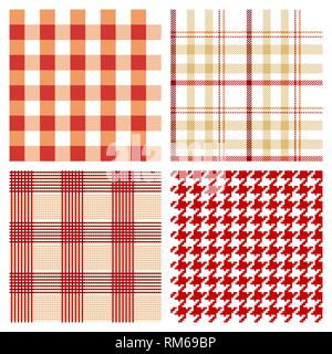 Seamless red checked patterns Stock Vector