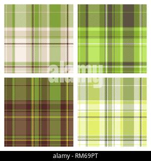 Seamless green checked patterns Stock Vector