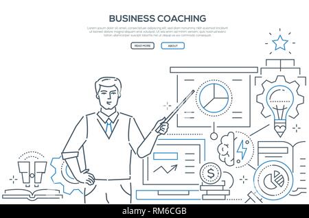 Business coaching - modern line design style web banner Stock Vector