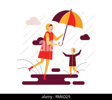 Rainy day - colorful flat design style illustration Stock Vector