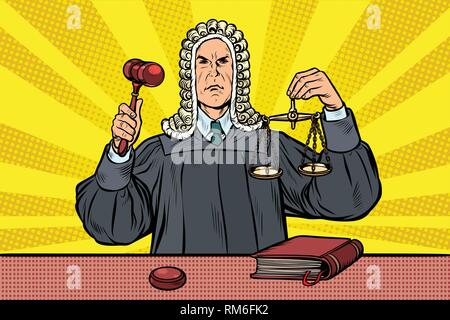 judge with a hammer. scales of justice Stock Vector