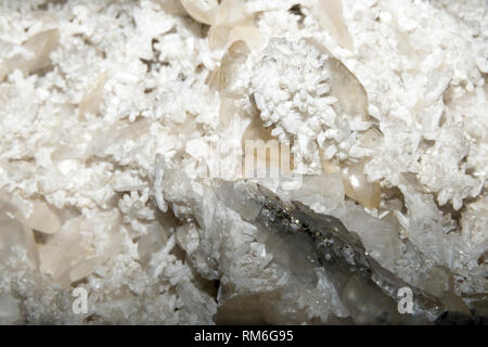 Calcite, quartz, and pyrite Stock Photo