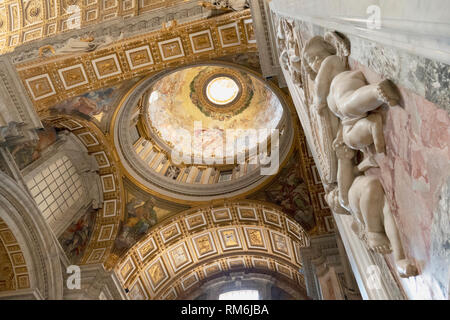 Architectural details of the dome at St. Peter's Basilica, San Pietro in Vaticano, Papal Basilica of St. Peter in the Vatican, Rome, Italy
