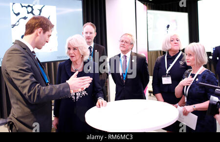 The Duchess of Cornwall attends the official launch of the Royal Osteoporosis Society at the Science Museum in London. Stock Photo