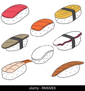 vector set of sushi (rice with raw fish) Stock Vector